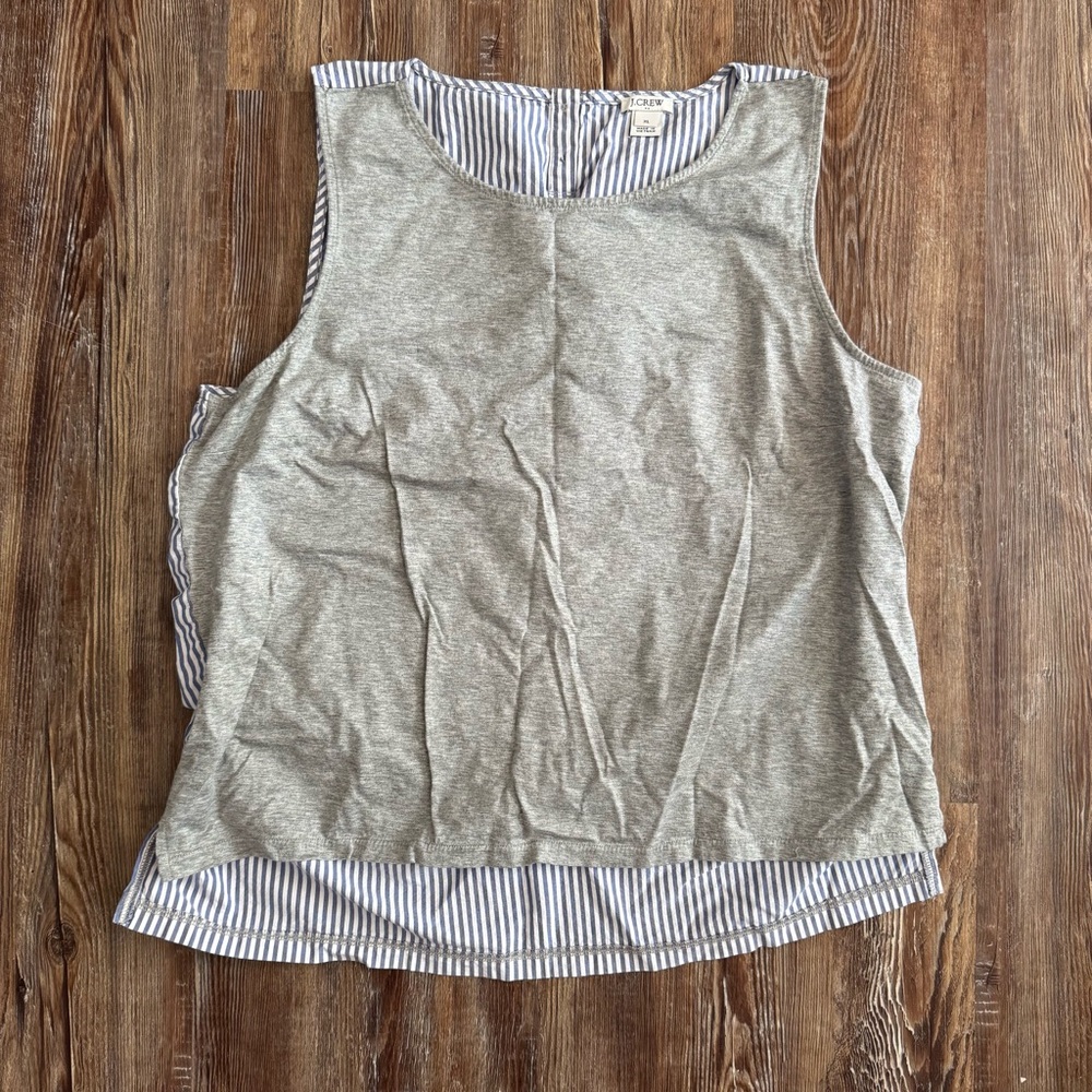 J. Crew Gray and White Striped Tank Top